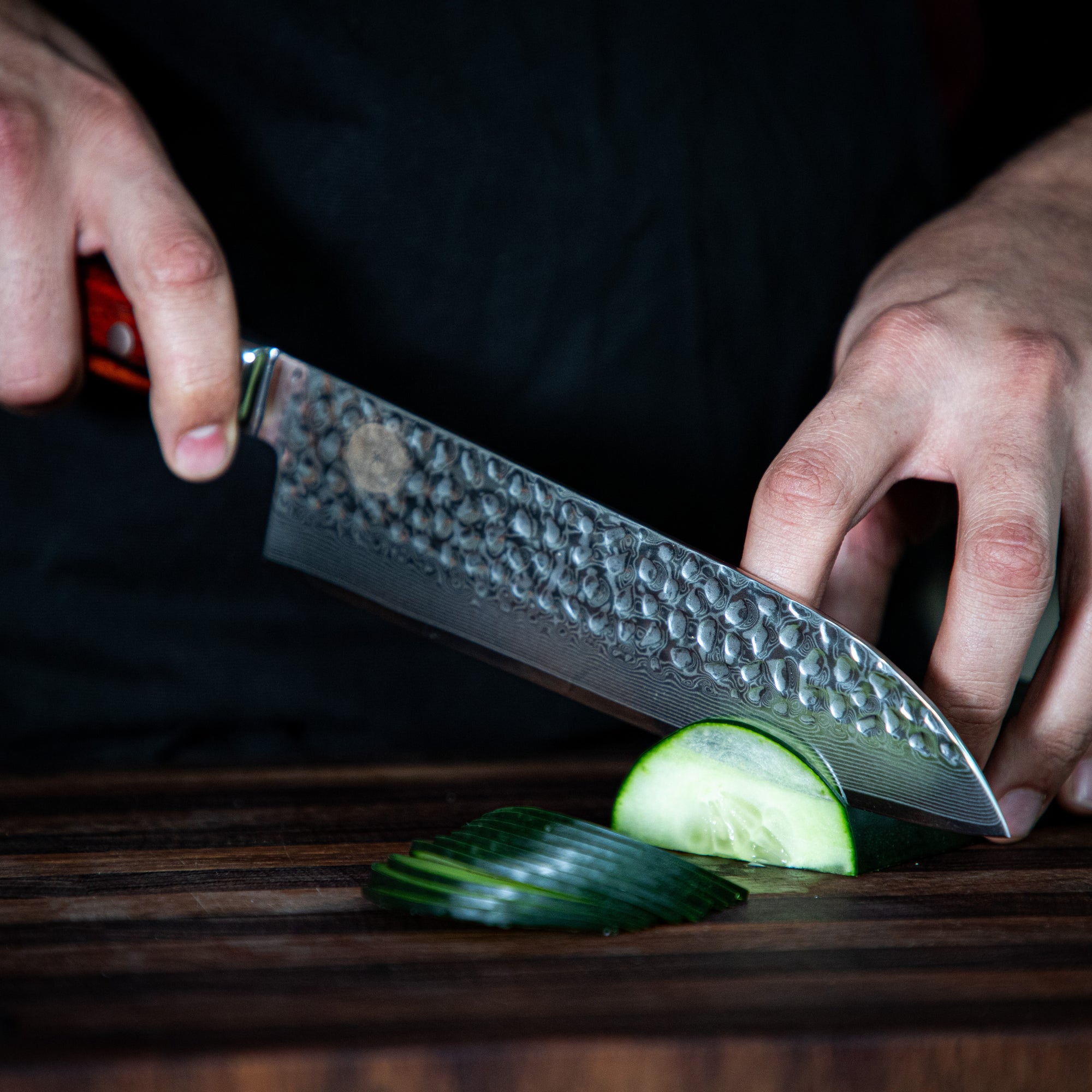 Cuchillo Santoku Damasco Martillado - Colección SAKURA