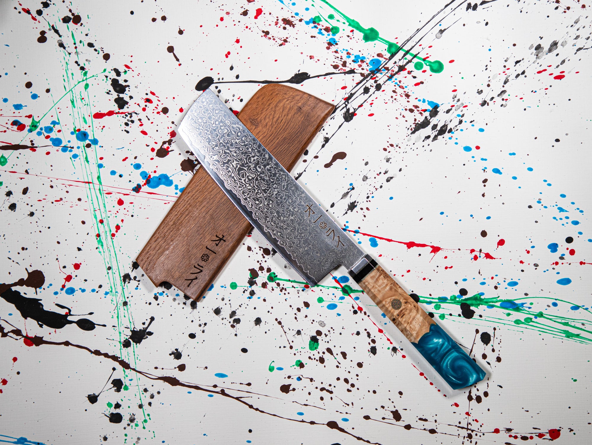 Cuchillo Nakiri Acero Damasco Japonés