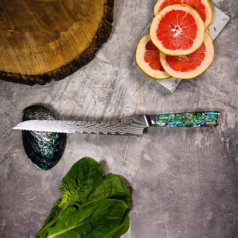 Cuchillo Sierra Acero Damasco - Colección Abulón