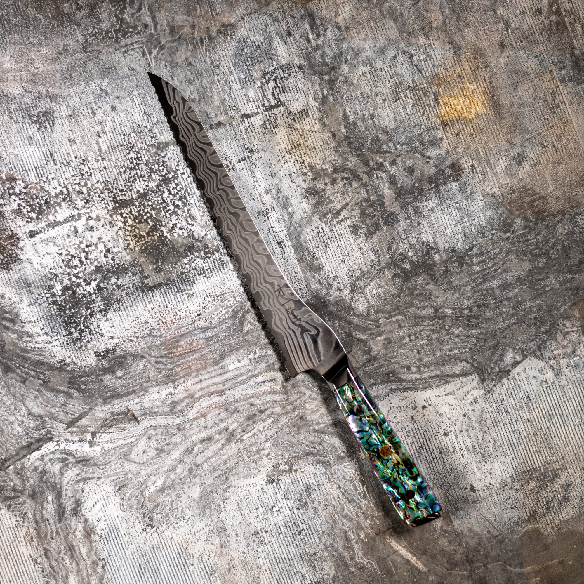 Cuchillo Sierra Acero Damasco - Colección Abulón
