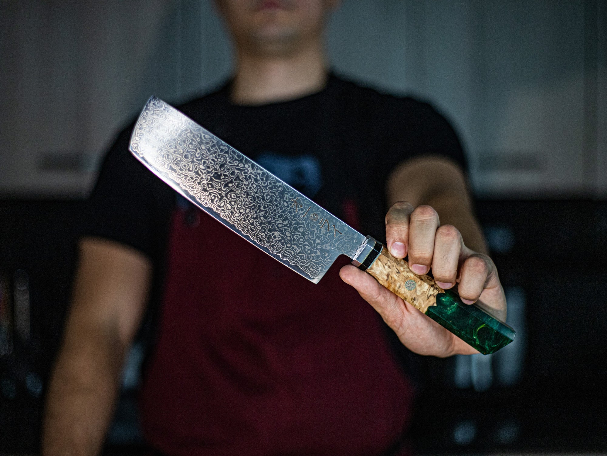Cuchillo Nakiri Acero Damasco Japonés