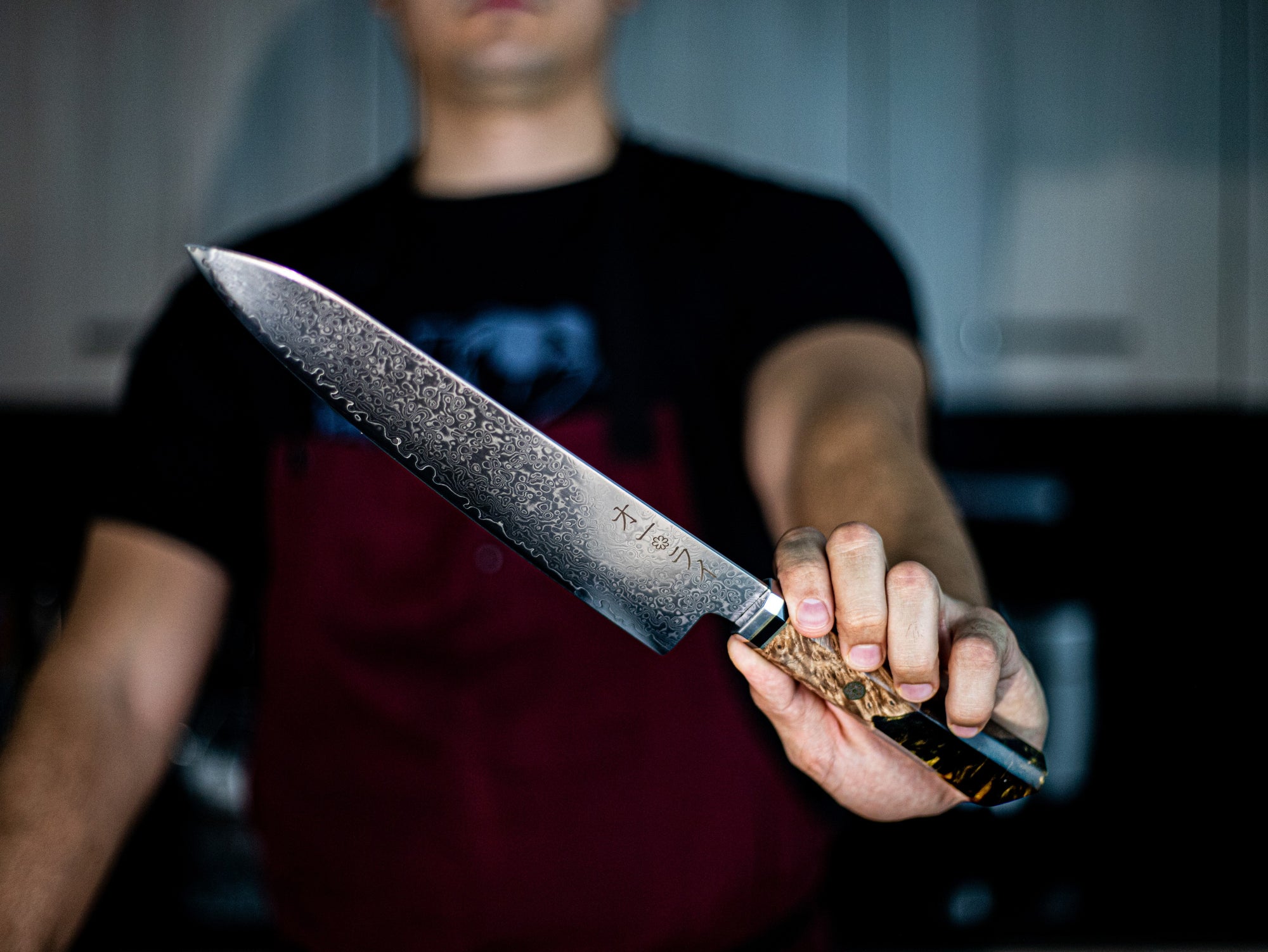 Cuchillo Gyuto Acero Damasco Japonés