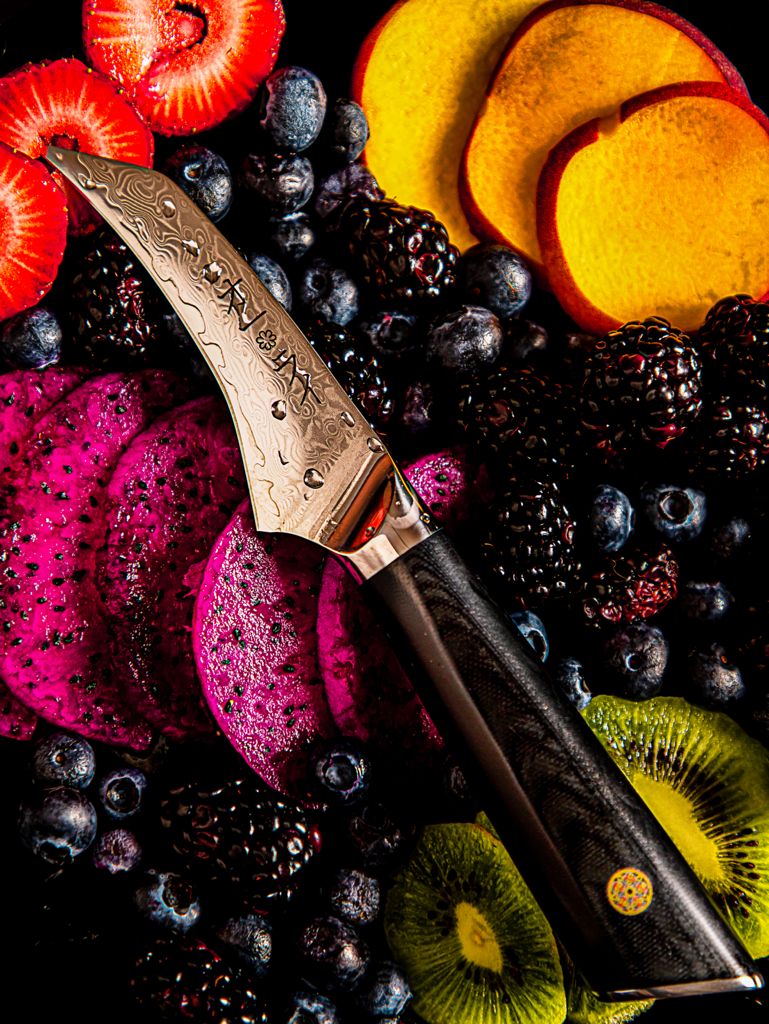 Cuchillo Mondador / Pelador Curvo Acero Damasco - Colección DARKNIFE - All Right Chef Tool´s