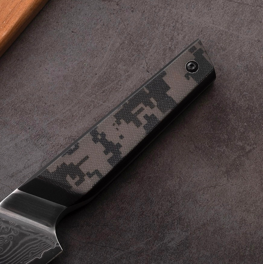 Cuchillo Petty Santoku Acero Damasco - Colección Camuflaje - All Right Chef Tool´s