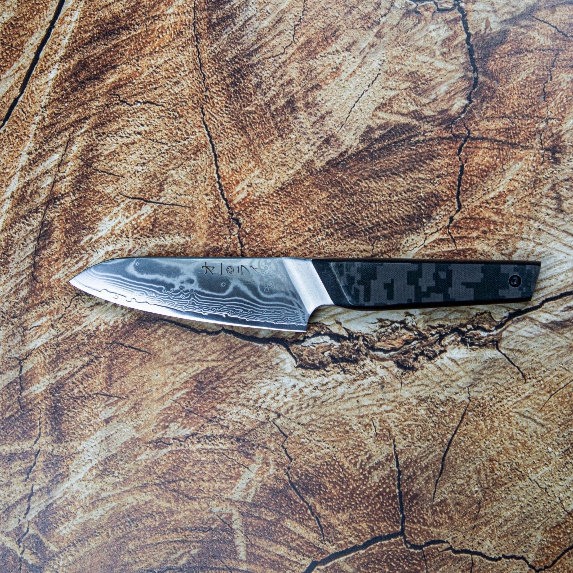 Cuchillo Petty Santoku Acero Damasco - Colección Camuflaje - All Right Chef Tool´s