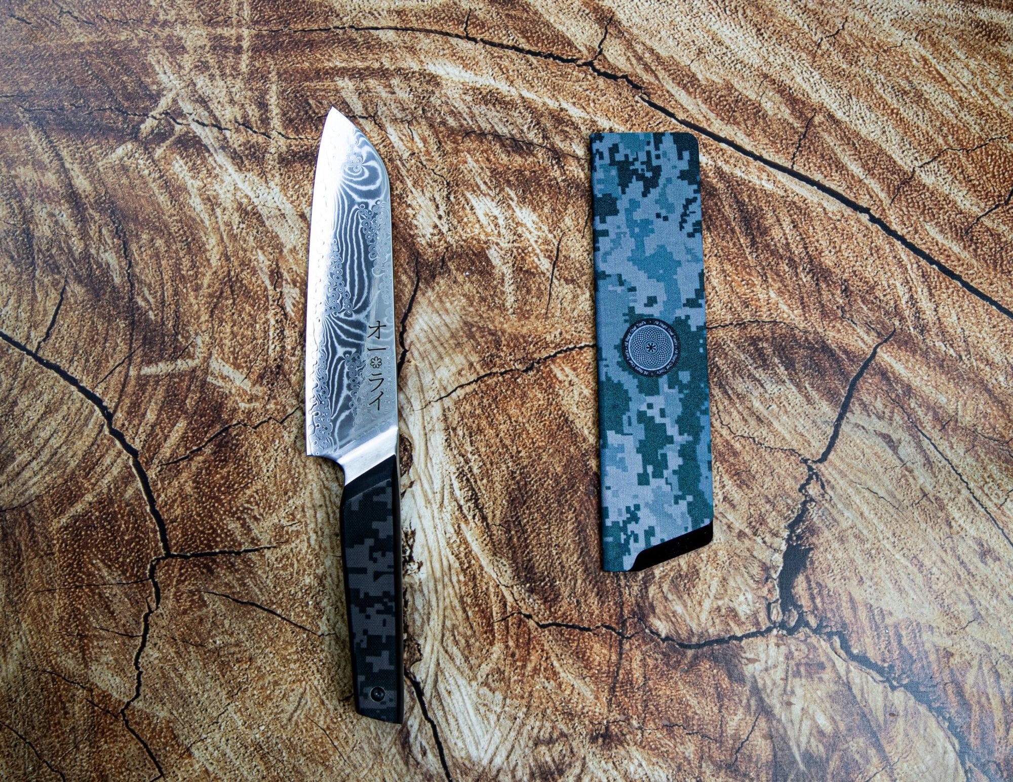 Cuchillo Santoku Acero Damasco - Colección Camuflaje - All Right Chef Tool´s