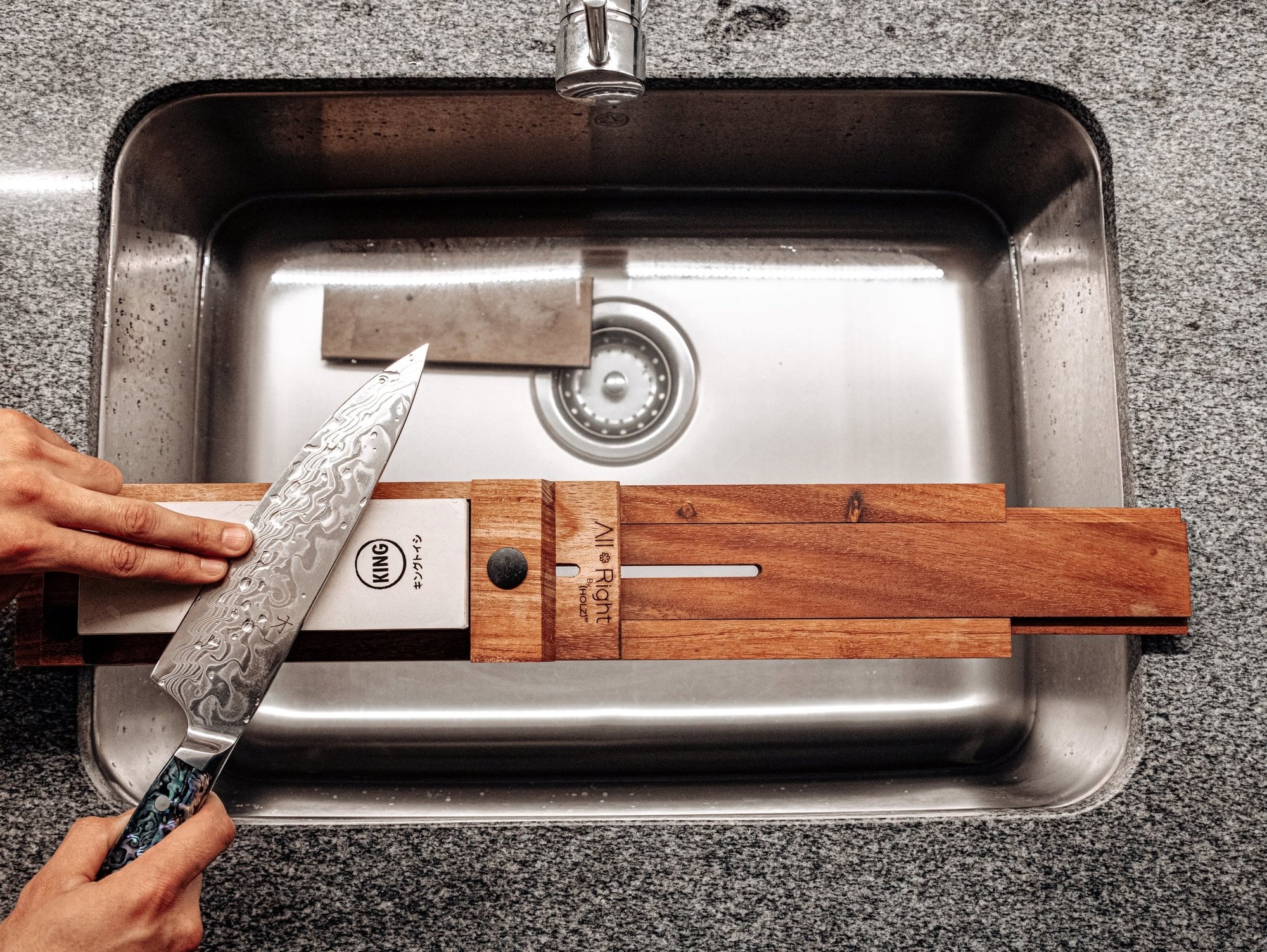 Soporte para piedra de afilado ajustable artesanal - All Right Chef Tool´s