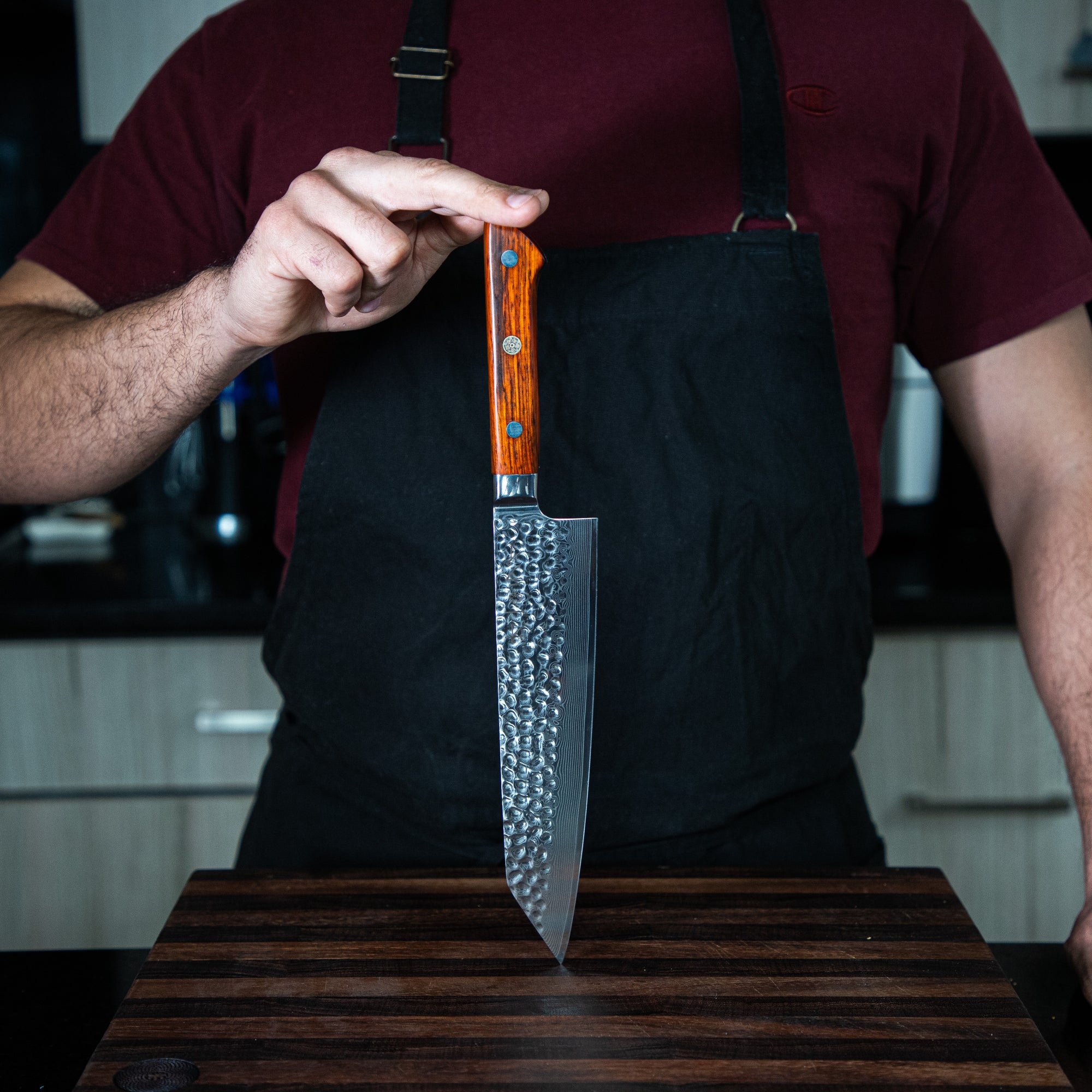Cuchillo Kiritsuke Damasco Martillado - Colección SAKURA