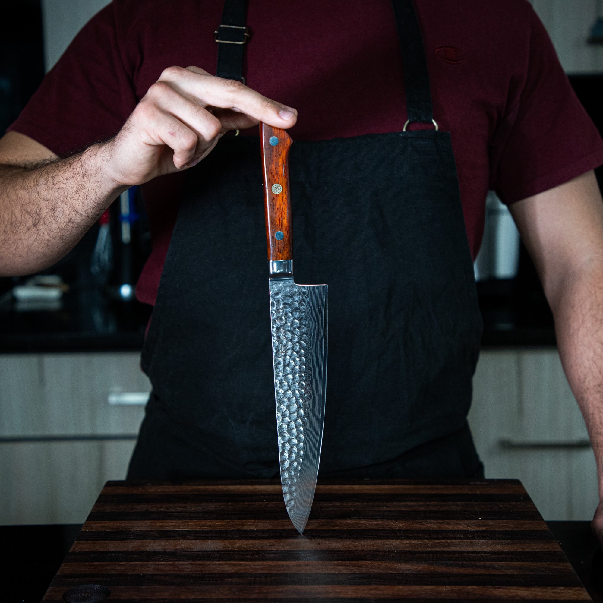 Cuchillo Gyuto Damasco Martillado - Colección SAKURA
