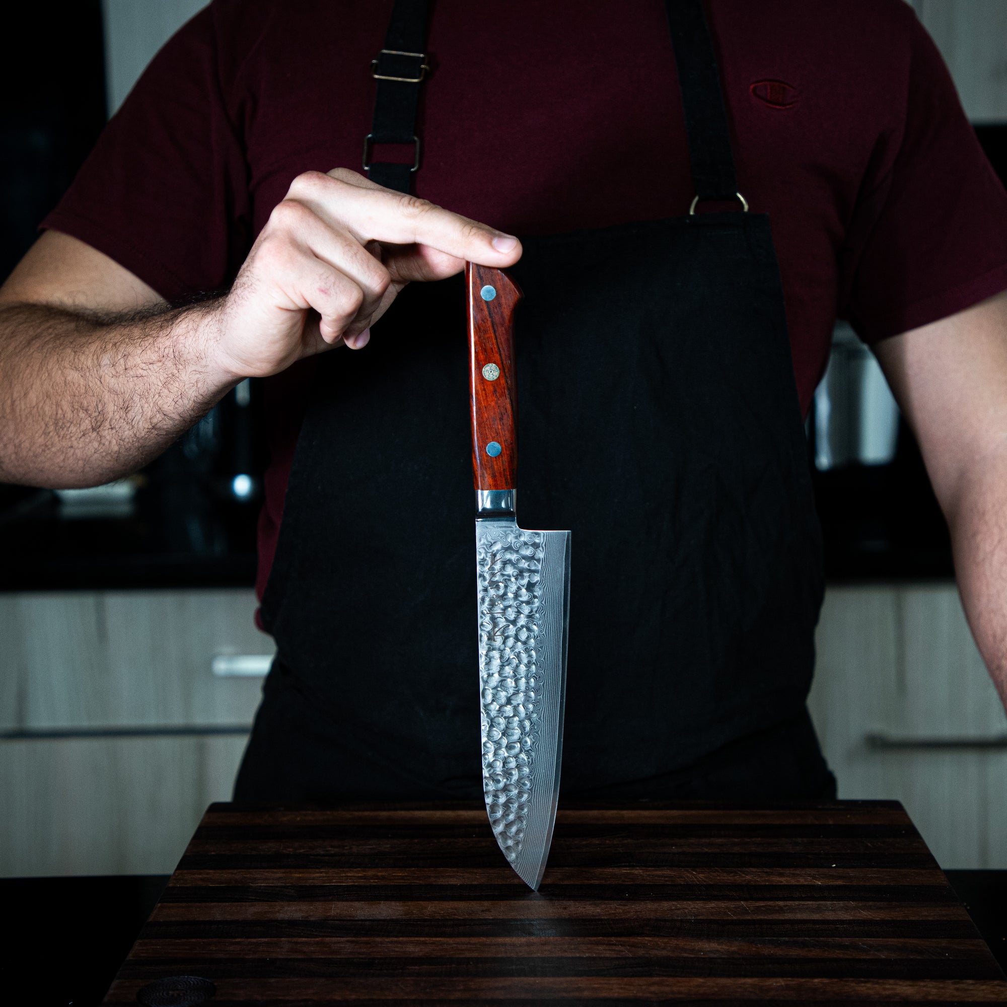 Cuchillo Santoku Damasco Martillado - Colección SAKURA