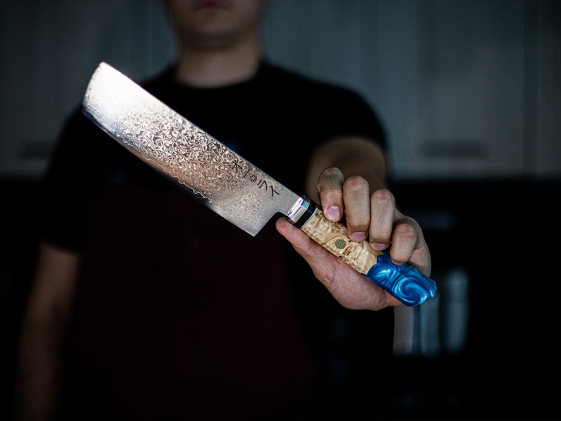 Cuchillo Nakiri Acero Damasco Japonés