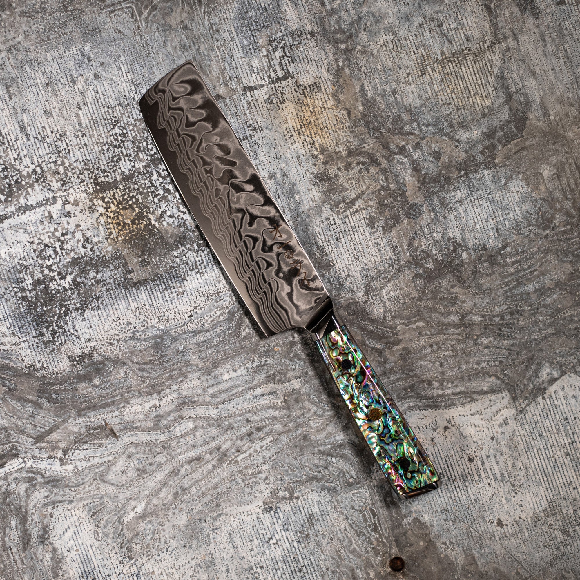 Cuchillo Nakiri Acero Damasco - Colección Abulón