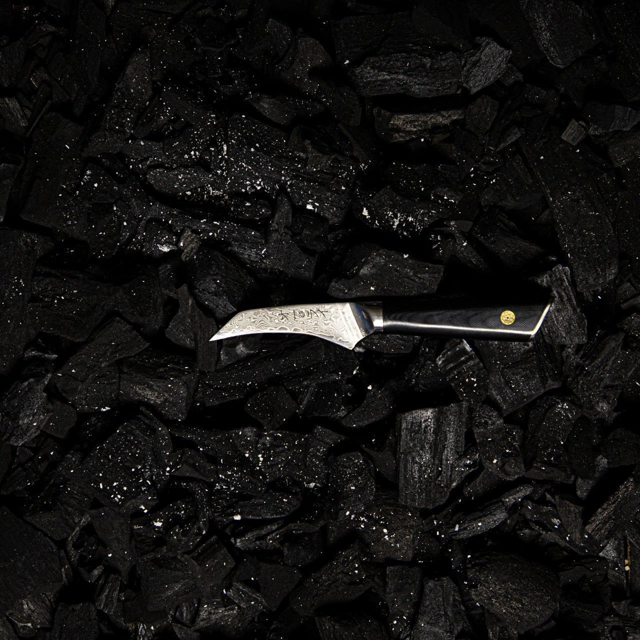 Cuchillo Mondador / Pelador Curvo Acero Damasco - Colección DARKNIFE - All Right Chef Tool´s