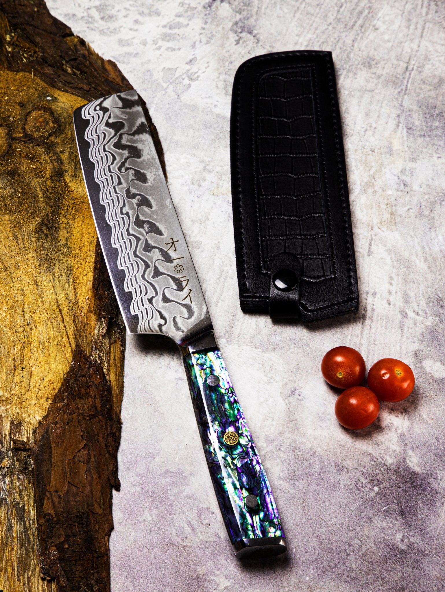 Cuchillo Nakiri Acero Damasco - Colección Abulón - All Right Chef Tool´s
