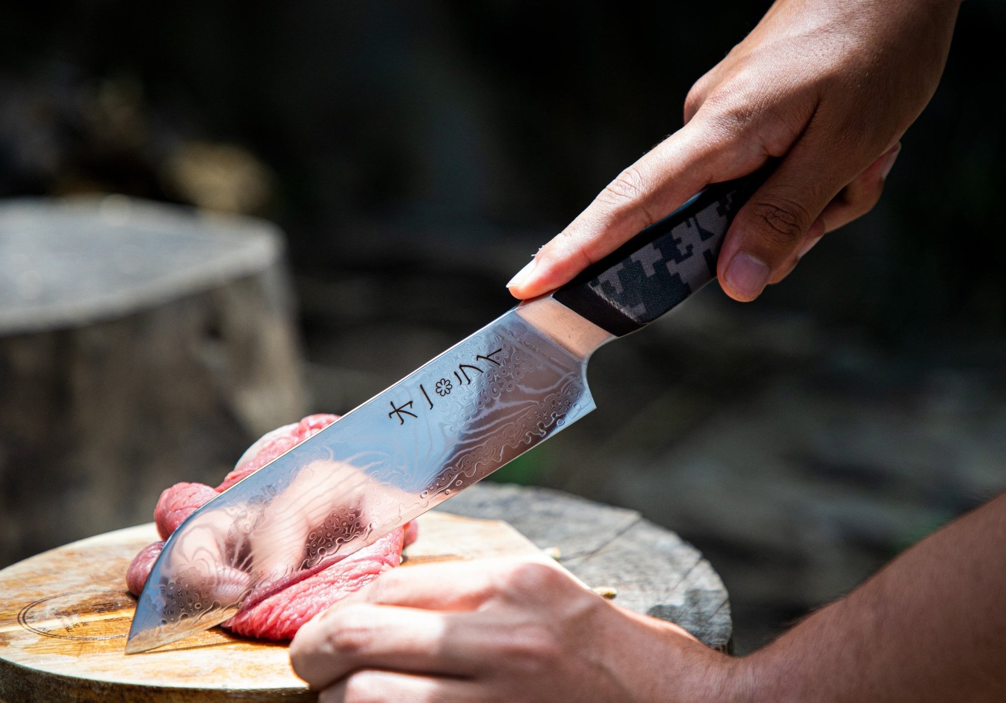 Cuchillo Santoku Acero Damasco - Colección Camuflaje - All Right Chef Tool´s