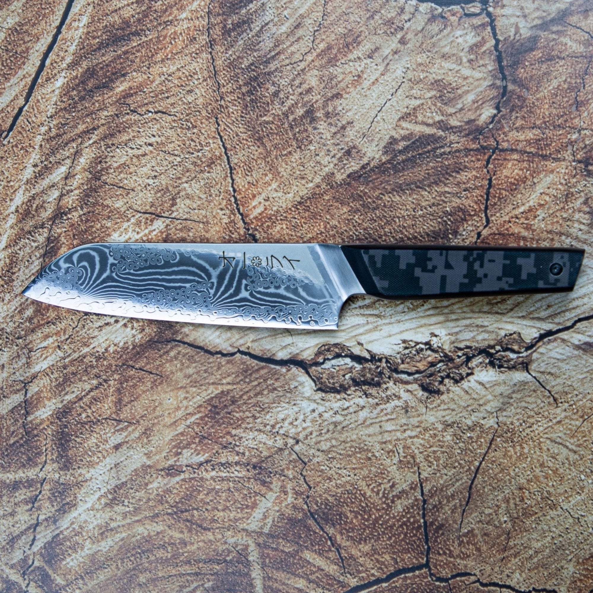 Cuchillo Santoku Acero Damasco - Colección Camuflaje - All Right Chef Tool´s